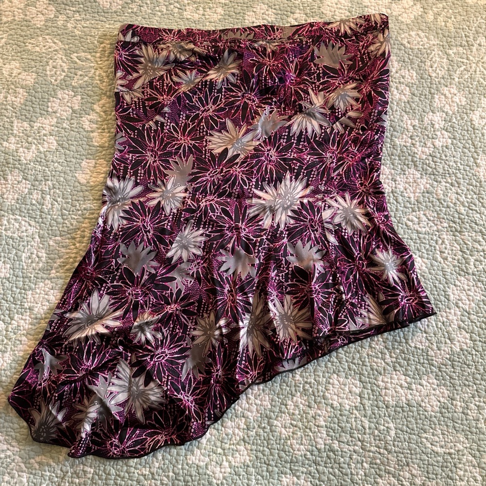 BEBE Floral Asymmetrical Tube Top